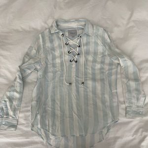 Anthropologie - striped white/blue blouse, size XS